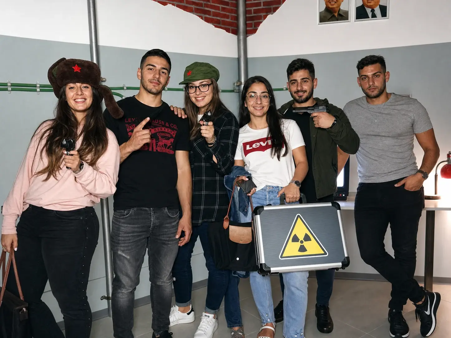 קבוצה מציגה את מזוודת המשימה בחדר כור גרעיני