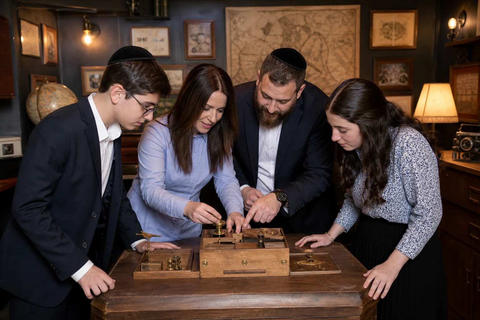 משפחה חרדית פותרת יחד חידה בחדר בריחה בחיפה