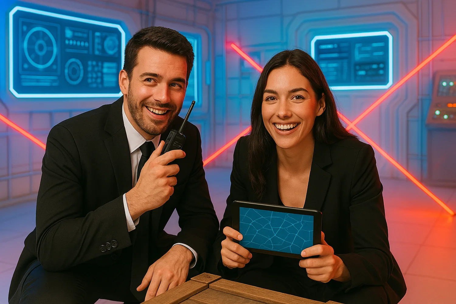 קבוצה בוחרת את חדר הבריחה המתאים לה במתחם Quest Room בחיפה